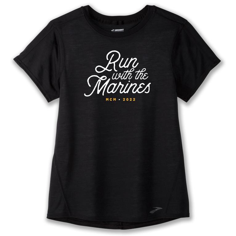 Brooks MCM22 IT Distance Graphic SS tee Women's Short Sleeve Running Shirt - Black (54217-PVZI)